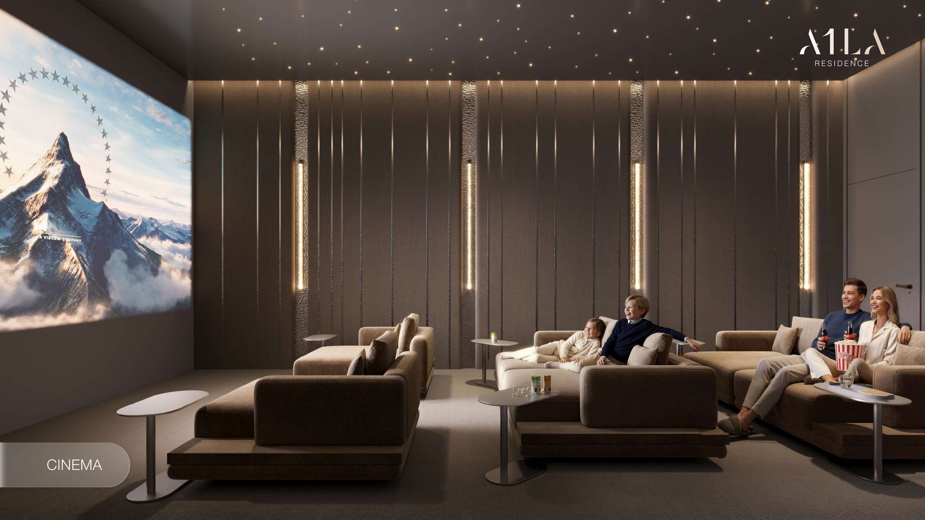 The residents' cinema at A1LA Residence