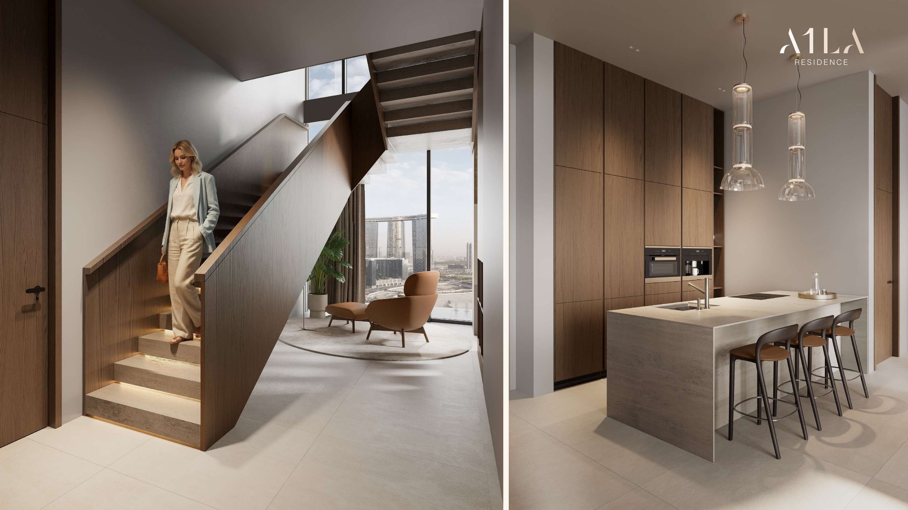 The internal staircase of a duplex at A1LA Residence