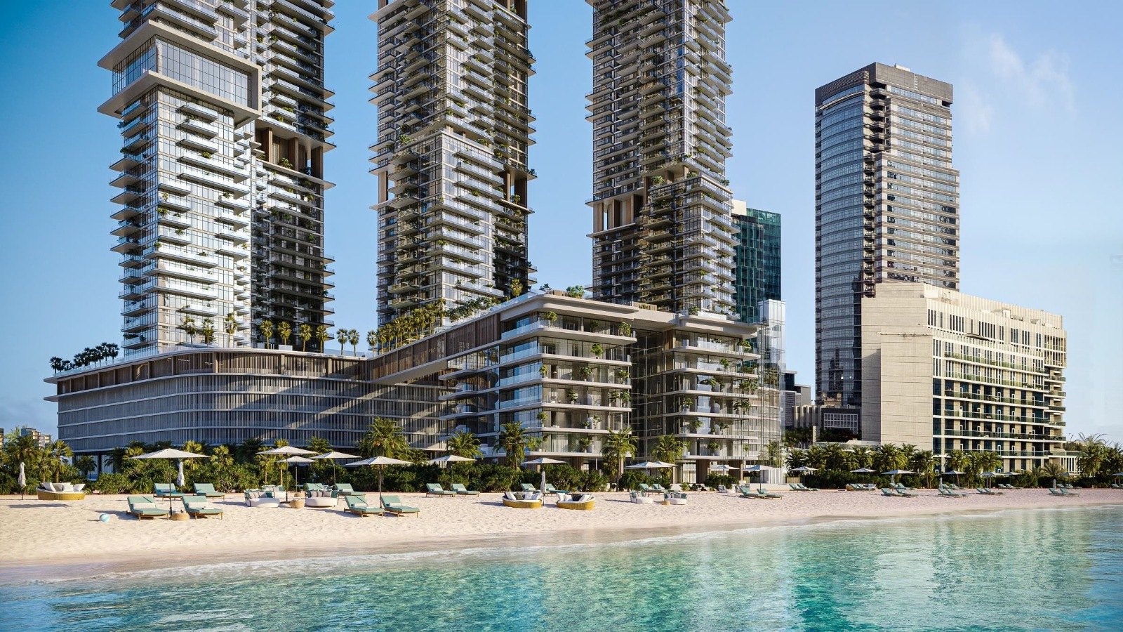 Bab Al Qasr Beach Resort Residence 77 seen from the beach on Al Reem Island