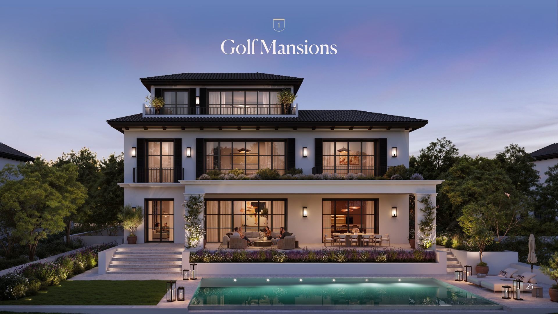 Hudayriyat Golf Estates — рендер экстерьера Golf Mansions