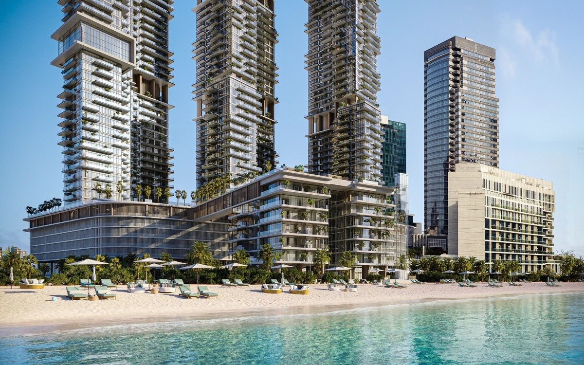 Bab Al Qasr Beach Resort Residence 77 seen from the beach on Al Reem Island
