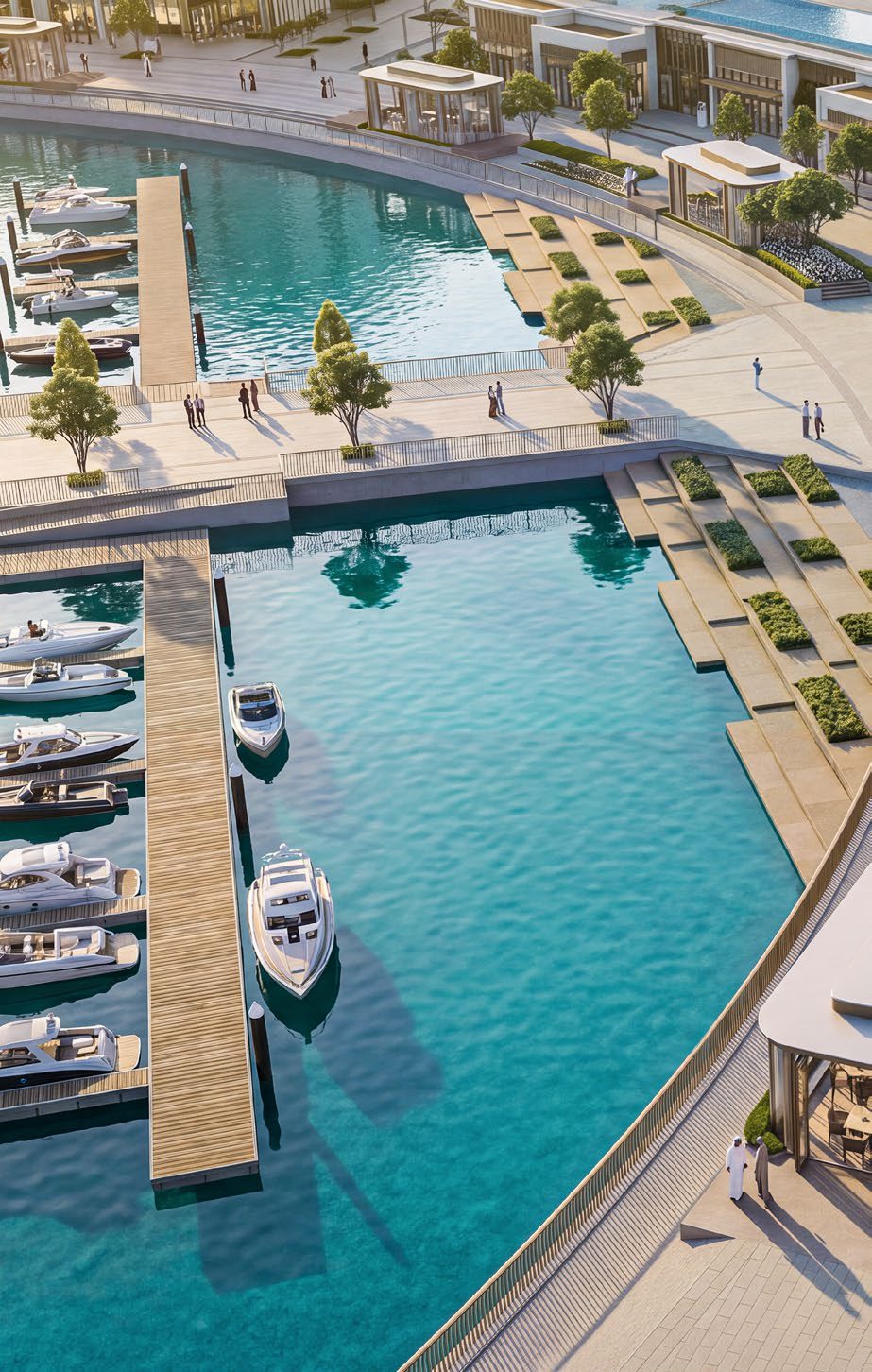 Pontoons and berths at the Ramhan Island marina