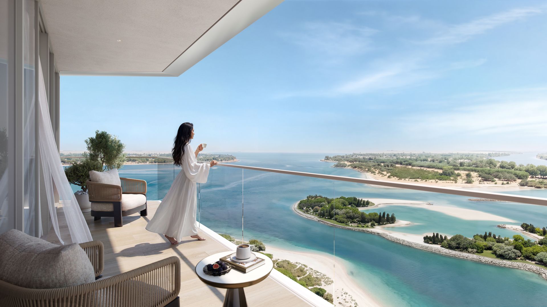 Balcony view over the water from Riviera Residences
