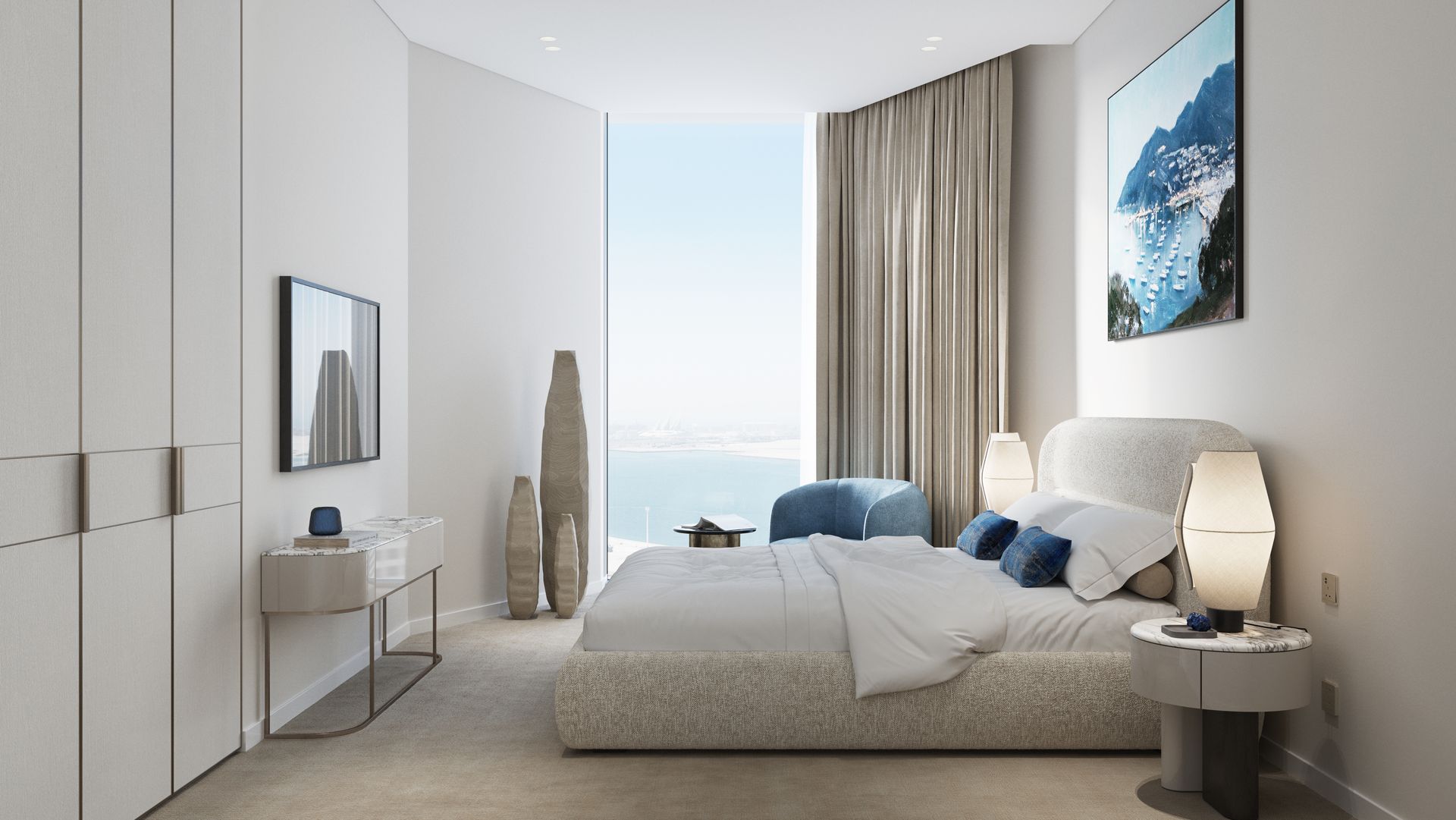 Bedroom in a Riviera Residences apartment
