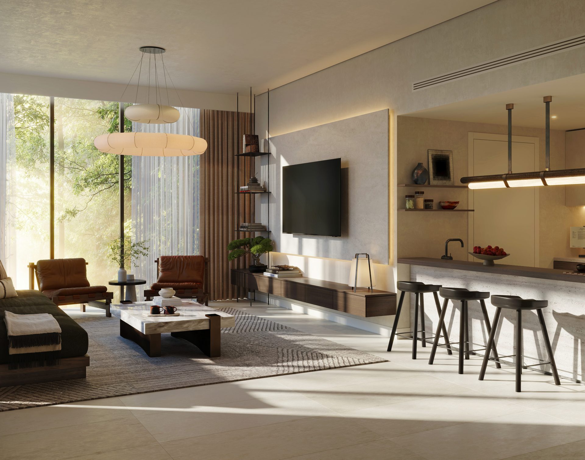 Living area of an apartment at Sei Saadiyat