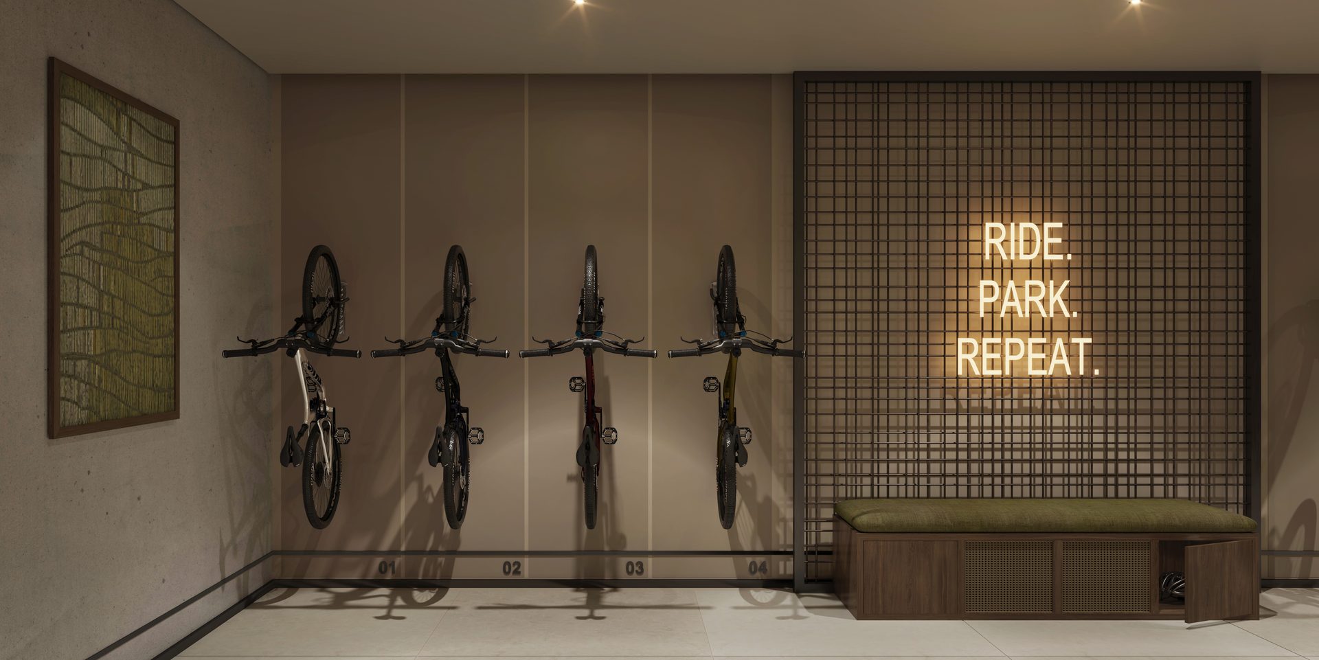 Bike store and repair area at Sei Saadiyat