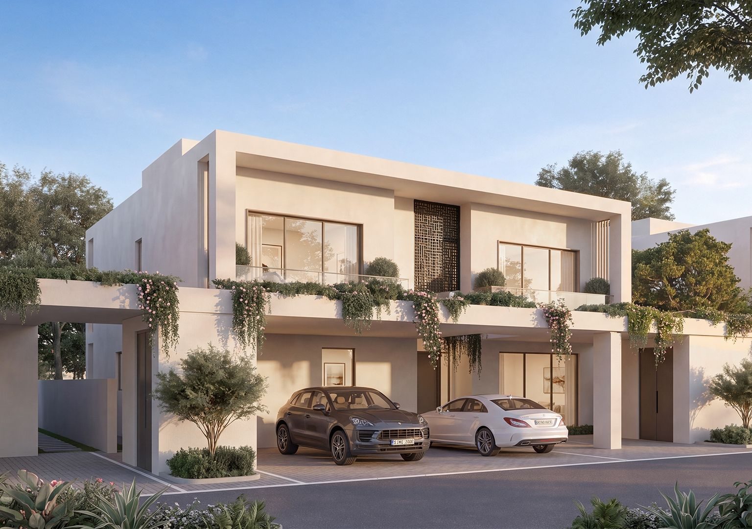 Modon's render of the four-bedroom villa at Wadeem Gardens in the Contemporary Arabic façade